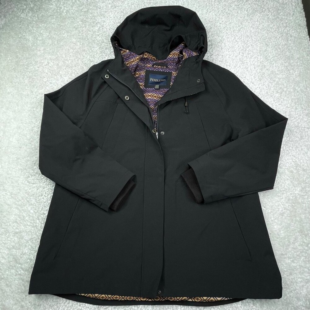 Pendleton Black Hooded Full Zip Jacket Aztec Line… - image 1